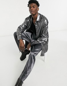 Рубашка в стиле oversized серебристого цвета ASOS DESIGN-Серебристый