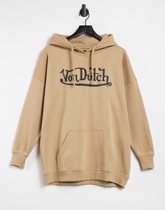 Бежевый худи в стиле oversized от комплекта Von Dutch-Светло-коричневый