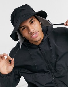Черная панама с ушным клапаном в тон ASOS DESIGN-Черный цвет