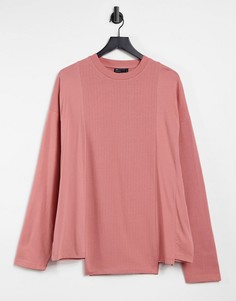 Нежно-розовый oversized-лонгслив ASOS DESIGN-Красный