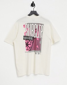Футболка цвета экрю с принтом «Subculture» спереди и сзади Topman-Белый