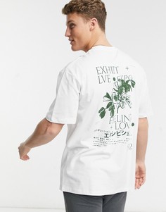 Белая футболка с принтом "exhibit" спереди и сзади Topman-Белый