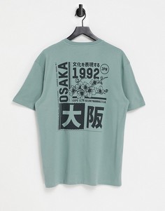 Зеленая футболка с принтом «Osaka 92» спереди и сзади Topman-Зеленый цвет