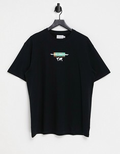 Черная футболка с принтом «Nova» спереди и сзади Topman-Черный цвет