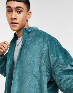 Вельветовая рубашка в стиле oversized цвета морской волны ASOS DESIGN-Зеленый цвет