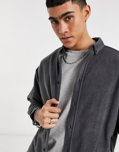 Темно-серая флисовая рубашка-oversized в стиле 90-х ASOS DESIGN-Серый