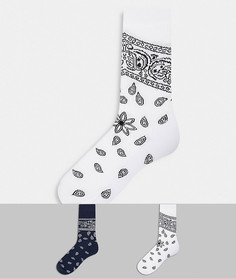 Набор из 2 пар спортивных носков в стиле банданы ASOS DESIGN-Многоцветный