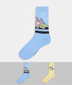 Набор из 2 пар носков с дизайном "Губка Боб и Патрик" ASOS DESIGN-Белый
