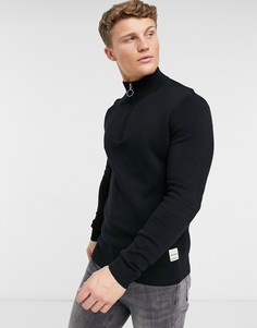 Черный джемпер с короткой молнией Jack & Jones Originals-Черный цвет