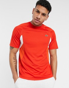Теннисная спортивная футболка в стиле колор блок из дышащего материала Lacoste-Красный