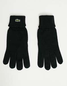 Вязаные перчатки с логотипом Lacoste-Черный цвет