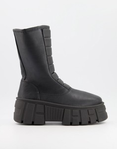 Черные ботинки на массивной подошве с утеплителем ASOS DESIGN Acre-Черный цвет