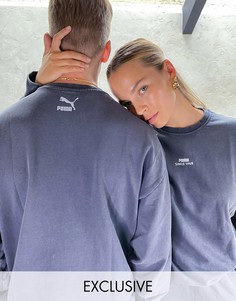 Выбеленный черный свитшот с логотипом Puma