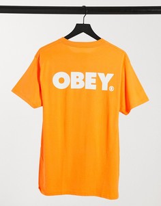 Оранжевая футболка с крупным логотипом на спине Obey-Оранжевый