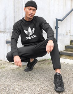 Черный свитшот с большим логотипом-трилистником adidas Originals