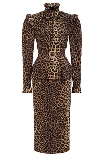 Платье из шелка с леопардовым принтом Alessandra Rich