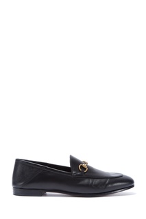 Лоферы из черной гладкой кожи Horsebit Gucci