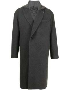 SONGZIO однобортное пальто с вязаным капюшоном