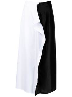 MM6 Maison Margiela двухцветная юбка миди с оборками