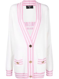Balmain длинный кардиган с контрастными полосками