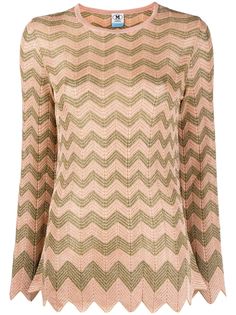 M Missoni топ с длинными рукавами и узором зигзаг