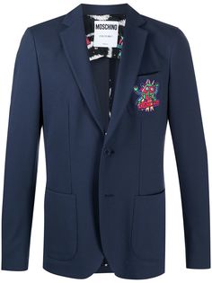 Moschino однобортный пиджак с нашивкой