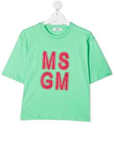 Msgm Kids футболка с короткими рукавами и вышитым логотипом