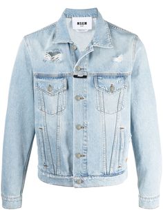 MSGM джинсовая куртка с эффектом потертости
