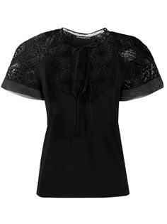 Ermanno Scervino блузка с кружевом и короткими рукавами