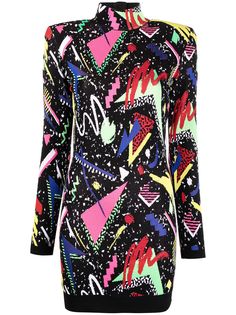 Balmain платье вязки интарсия с абстрактным узором