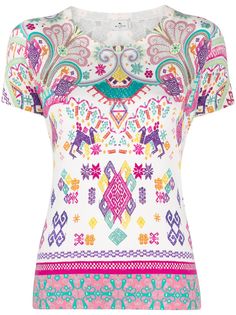 Etro топ с узором и короткими рукавами