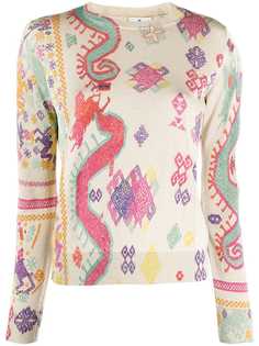 Etro жаккардовый топ с длинными рукавами и узором