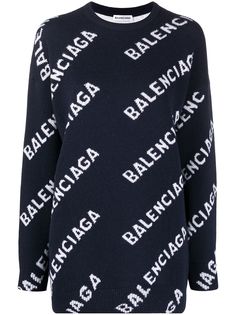 Balenciaga джемпер вязки интарсия с логотипом