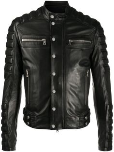 Balmain байкерская куртка с тисненым логотипом