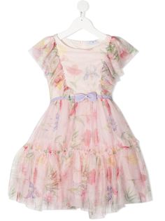Monnalisa платье с оборками и цветочным принтом