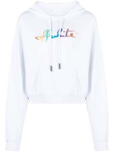 Off-White RAINBOW OFFWHITE CROP HOODIE WHITE MULTI