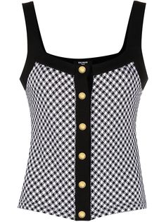 Balmain топ в клетку гингем