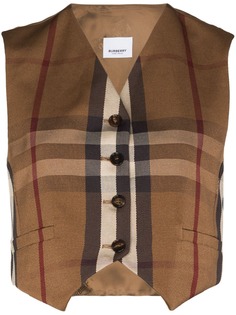 Burberry клетчатый жилет на пуговицах