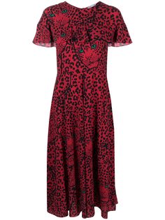 RED Valentino платье с оборками и леопардовым принтом