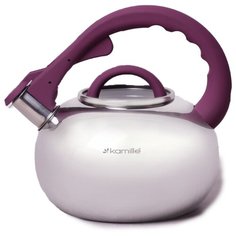 Kamille Чайник со свистком KM-0687A 2.8 л, серебристый/фиолетовый