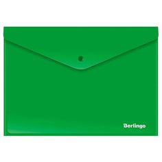 Berlingo Папка-конверт на кнопке А4, пластик непрозрачный 180 мкм, 10 шт зеленый