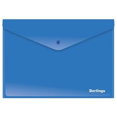 Berlingo Папка-конверт на кнопке А4, пластик непрозрачный 180 мкм, 10 шт синий