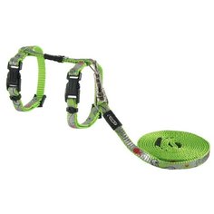 Комплект Rogz ReflectoCat XS CLJ240 (поводок + шлейка) зеленый