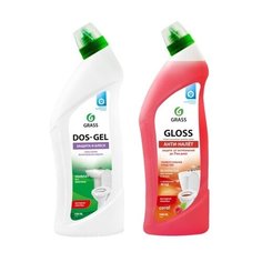 GraSS набор дезинфицирующий чистящий гель Dos Gel + чистящий гель для ванны и туалета Gloss coral