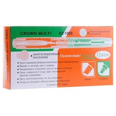 CROWN Набор двухсторонних текстовыделителей Multi Hi-Lighter Twin оранжевый/зеленый, 12 шт.