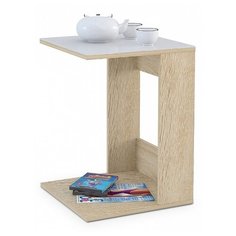 Столик приставной Мебелик BeautyStyle 3, ДхШ: 45 х 45 см, сонома/белое стекло