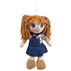 Мягкая игрушка ABtoys Кукла рыжая в джинсовом сарафане 20 см