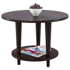 Столик журнальный Мебелик Beauty Style 10, d: 60 см, венге/стекло черное