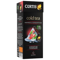 Чай зеленый Curtis Cold Tea с клубникой в пирамидках, 12 шт.