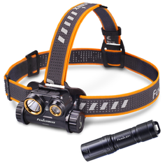 Налобный фонарь (2 шт.) Fenix HM65R + E01 V2.0 черный/оранжевый
